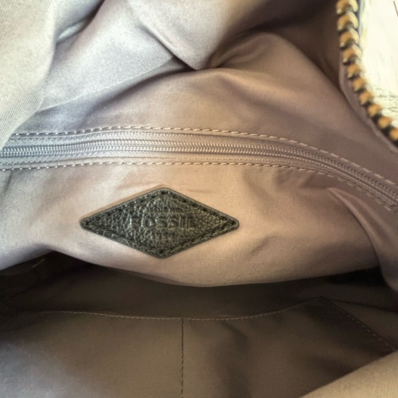 Fossil Amelia Python White Leather Black Hobo Crossbody - Picture 5 of 6